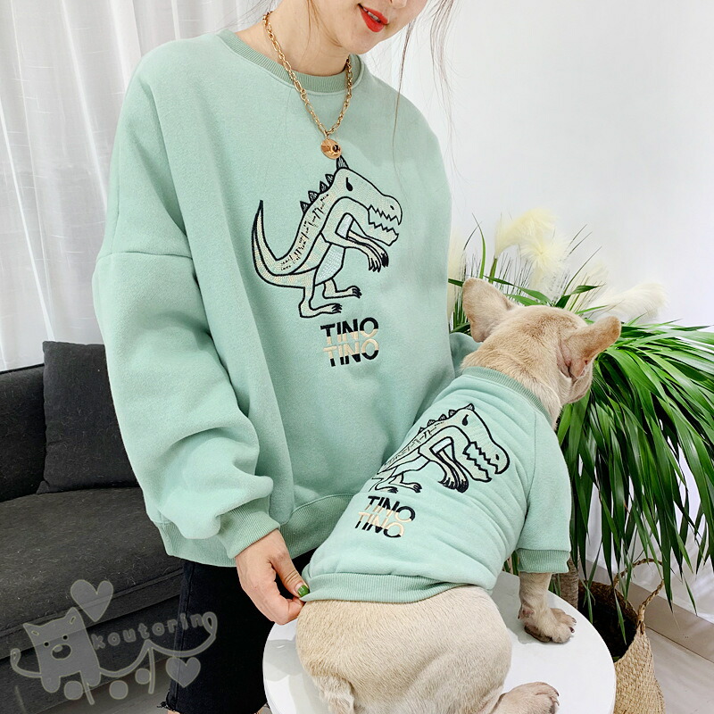 ペット用品 親子お揃い カイジュウ柄 ドッグウェア パーカー ペアルック 中型犬 単品 大人 春夏小型犬 犬の服 犬服親子 犬猫とオーナーが 犬用 送料無料 公式 大人