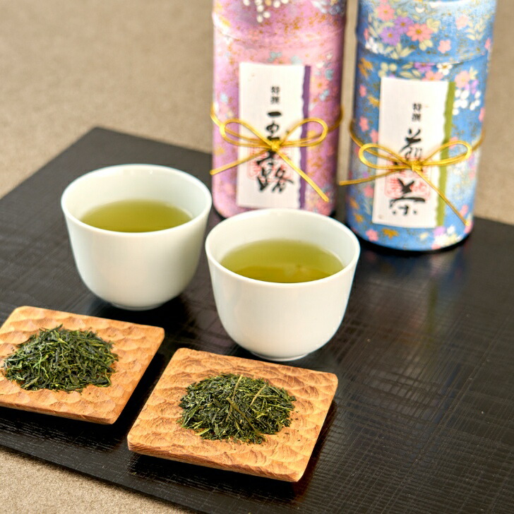 御中元 父の日 宇治茶 お茶 上玉露と上煎茶 (各100g缶入)華やか 高級 お土産 光露園 コウロエン 内祝 お祝い 誕生日 和紙貼缶入 お供え 宇治茶【玉露と煎茶の2缶セットで1個となります】|京都・宇治田原 お茶の光露園