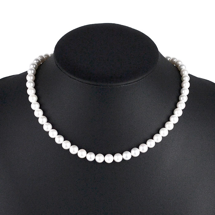 パール ネックレス ピアス ホワイト 真珠 花珠真珠 7.5～8.0mm SV925 18K アクセサリー【中古】｜kousei 店