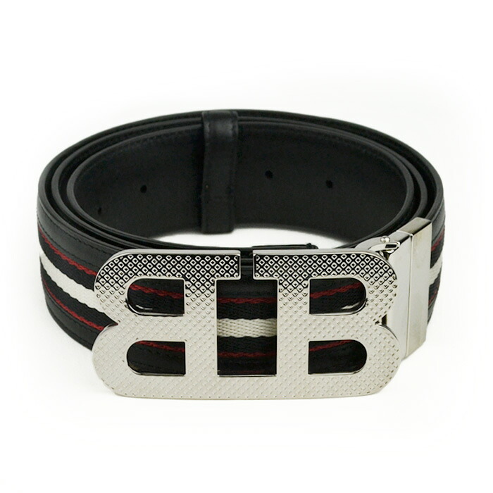 BALLY バリー ベルト MIRROR B 40 M TSP GUUF ブラック 黒 シルバー金具 【中古】 a-2512