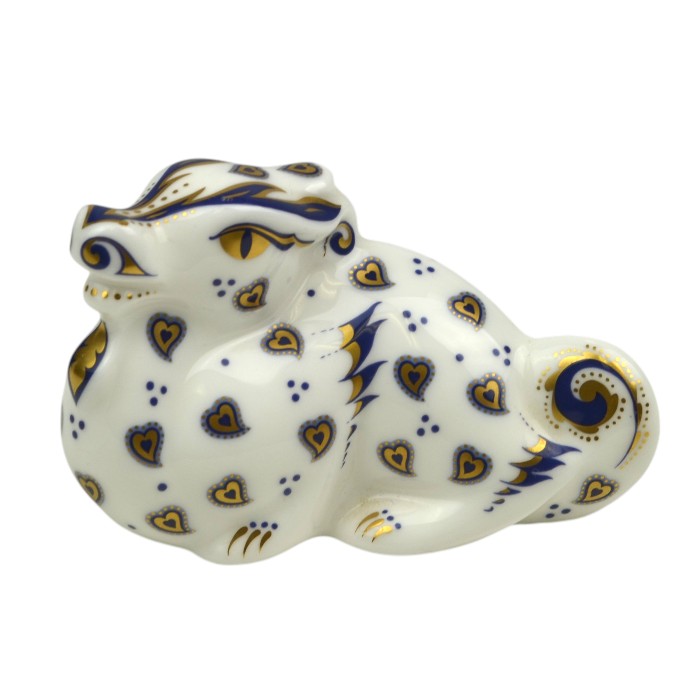 Royal crown derby ロイヤルクラウンダービー ペーパーウェイト 干支 シリーズ 2012年 辰年 ドラゴン ゴールド・ストッパー 置物 インテリア【中古】 a-2605｜kousei 店