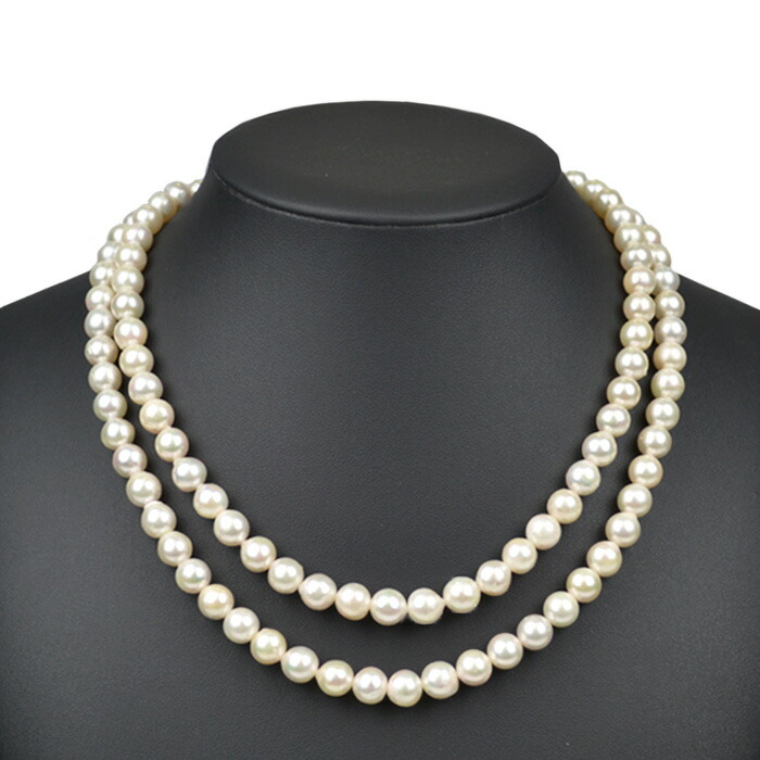 パール 2連 ネックレス ホワイト 真珠 8.0mm SILVER アクセサリー【中古】