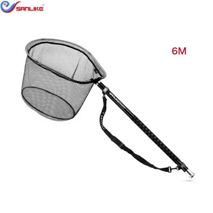 送料無料 サンライク Sanlike 玉網 伸縮 段階 ランディングネット ラバーネット タモ網 4つ折り枠 オーバル型 すくい網 カーボン製タモの柄 6m Sd 68tblack 6m ブラック Fitzfishponds Com