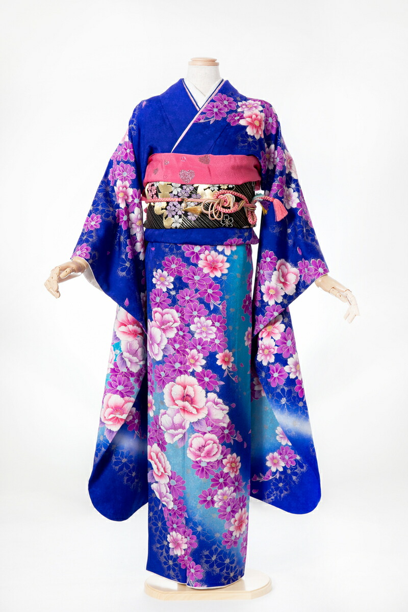 振袖 レンタル 成人式 sfuri070 青地秋桜 青 ブルー 紫 パープル 振り袖 ふりそで furisode 振袖セット フルセット 往復送料無料 結婚式 披露宴 卒業式 結納 和服 着物 kimono 貸衣装 24,090円