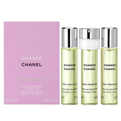 シャネル CHANEL チャンス オー フレッシュ ツイスト＆スプレー リフィルタイプ EDT SP 20ml×3 【香水】【当日出荷14時まで_休業日除く】【送料無料】【割引クーポンあり】