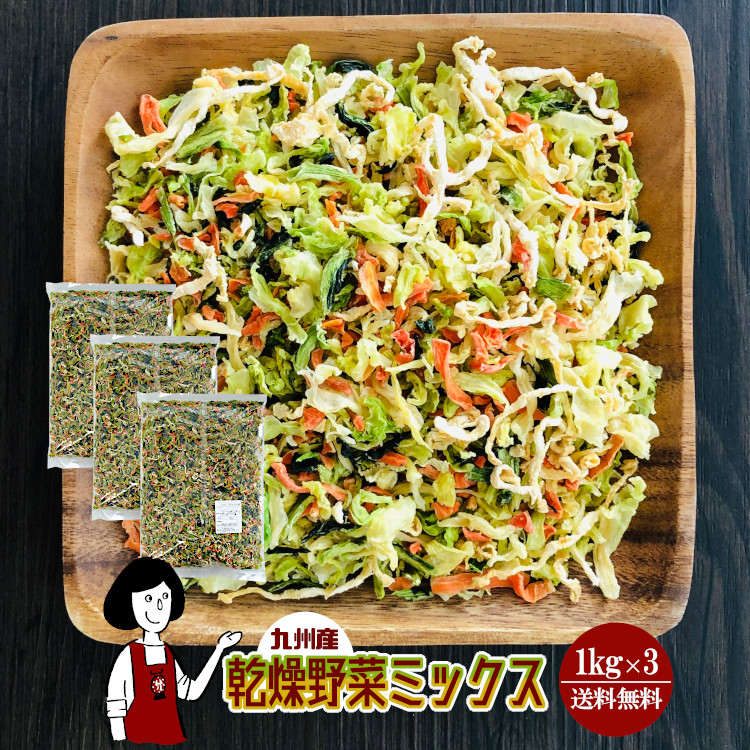 乾燥野菜ミックス 1kg 3 九州産 乾燥野菜 きゃべつ 小松菜 大根 人参 宅配便 送料無料 九州産 ミックス 国産 ボイル済み ドライベジ アウトドア キャンプ 保存食 時間短縮 スープ こわけや Factor100 Co Il