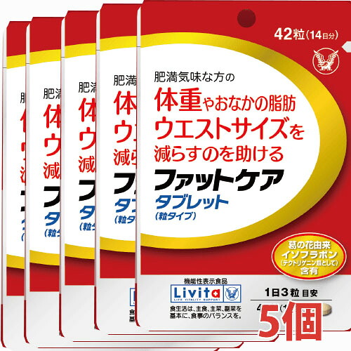 【5個セット】ファットケア タブレット（粒タイプ）42粒（14日分）×5個【機能性表示食品】【co-1】