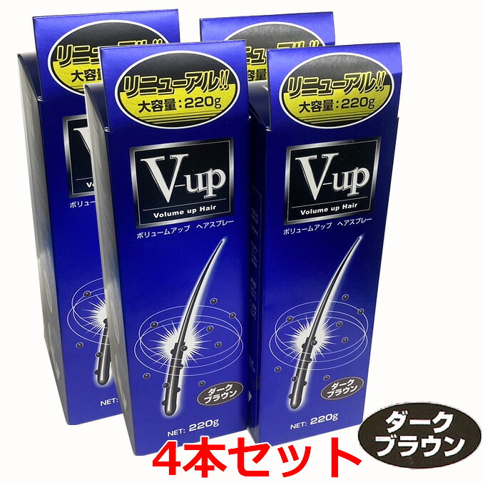 【ランキング受賞商品】【ダークブラウン】【4本セット】細毛・薄毛をボリュームアップ ピノーレ Ｖ－ｕｐ ヘアスプレー ダークブラウン 220g×4個（薄毛隠しスプレー）【コンビニ受取対応商品】送料無料