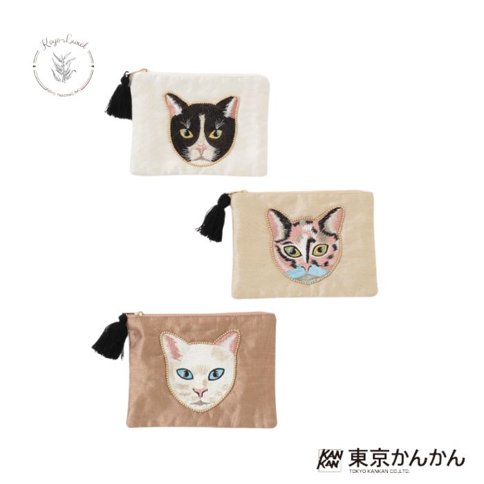 楽天市場】【送料無料】ネコ刺繍ポーチ 東京かんかん artipur