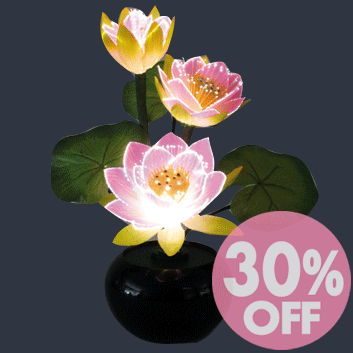 ■30%off■モダンミニ行灯（あんどん） LED ルミナス灯 蓮華｜ 光ファイバー 盆提灯 盆ちょうちん モダン提灯 行灯 お盆 初盆　お供え 贈答 あかり 仏具 モダン 【smtb-TK】