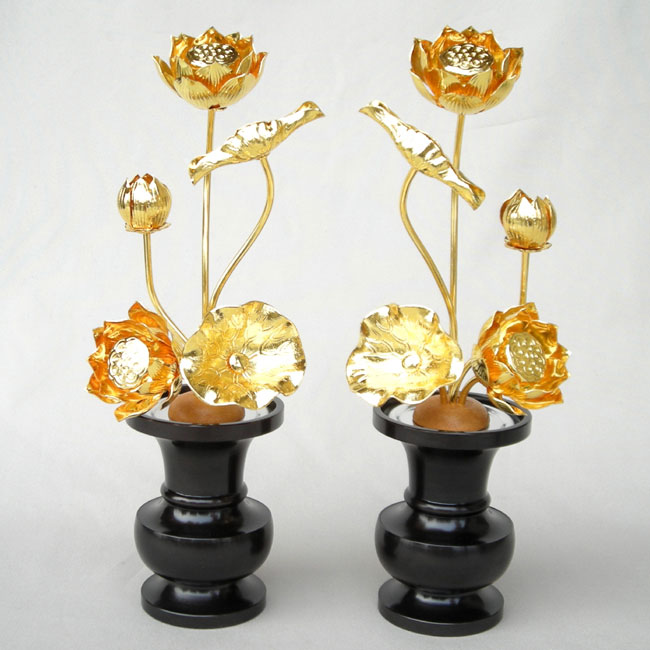 ■仏壇用の御前上等常花 4寸（一対・5本立て・金管楽器製）【国産品】【smtb-TK】