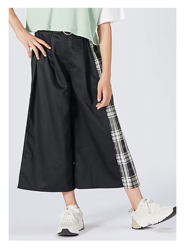 キッズ切り替えワイドパンツチェック柄ロングスカートベルトチェック幼稚園小学生子供服女の子キッズジュニアガールズおしゃれかっこいい可愛いかわいい流行着回しブランドお揃い双子コーデ