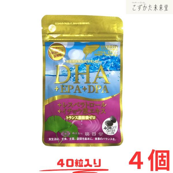 DHA＋EPA＋DPA レスベラトロール イチョウ葉エキス 40粒入り×4 広貫堂