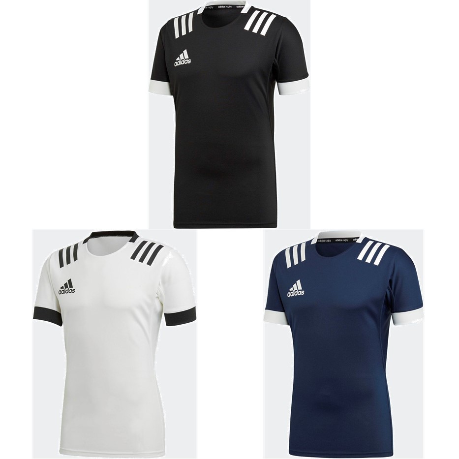 最安値挑戦！】 アディダス adidas ラグビー 3ストライプジャージー J Sサイズ ブラック ホワイト FXU53-DY8502 