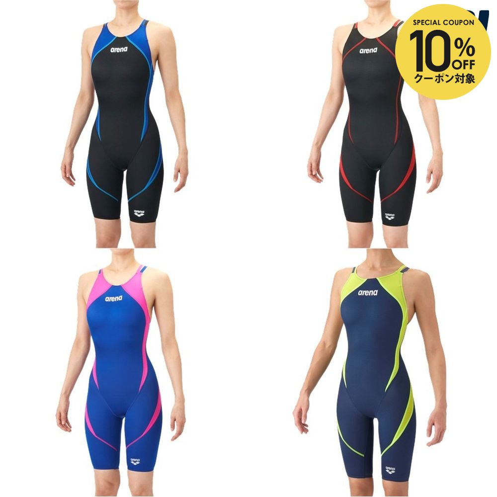 【10%OFFクーポン対象】アリーナ ARENA 水泳水着 レディース レーシングワンピーススパッツ(オープンバック・ハーフレッグ) AS6SRC25L