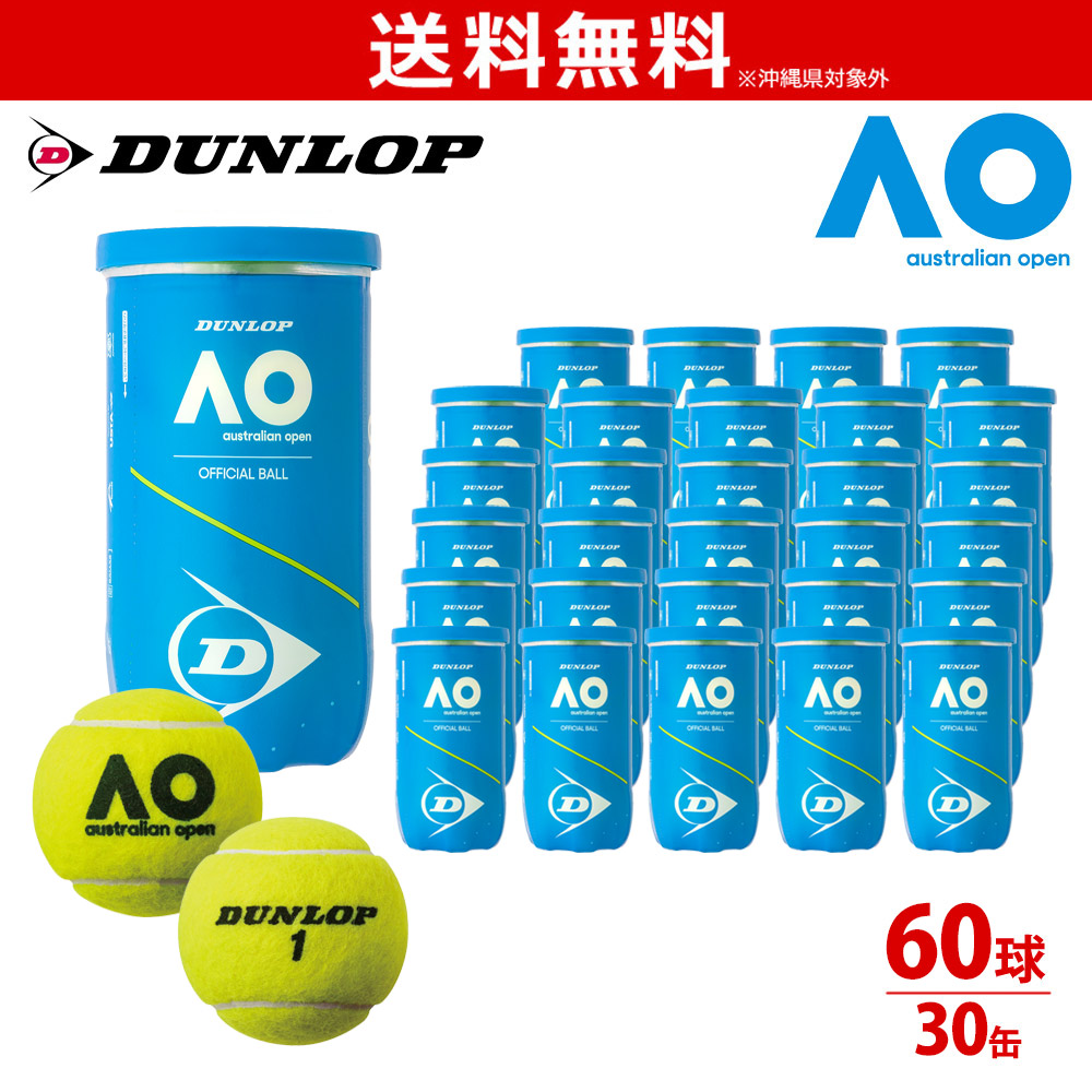 贈答品 AO 2球入 オーストラリアンオープン Australian 即日出荷 あす楽対応 テニスボール DAOYL2CS60 DUNLOP 1箱= 30缶〔60球〕 2個入 公式ボール 大会使用球 DAOYL2DOZ ダンロップ Open テニス