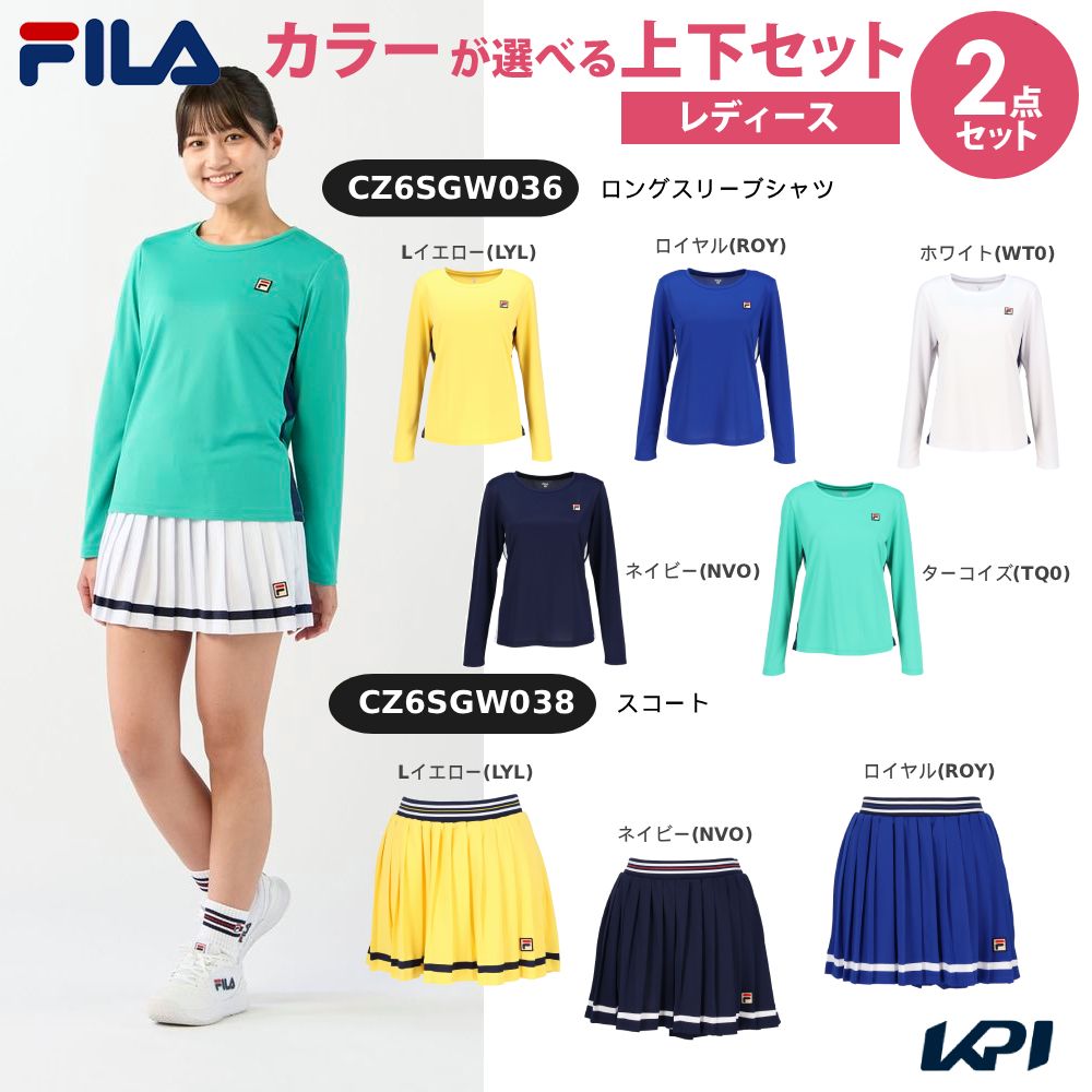 【上下セット】フィラ FILA テニスウェア レディース ロングスリーブシャツ×スコート CZ6SGW036-CZ6SGW038-1 2026SS「タオル特典対象」
