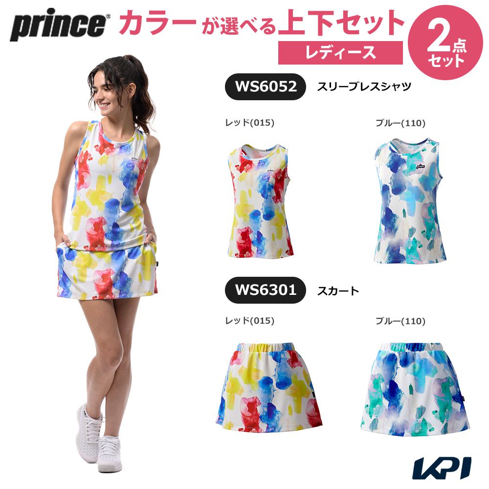 大公 Prince 庭球お召しもの レディース   【上下仕掛ける】スリーブレスシャツ×スコート WS6052-WS6301 2026SS レディースウェア-スポーツ・アウトドア