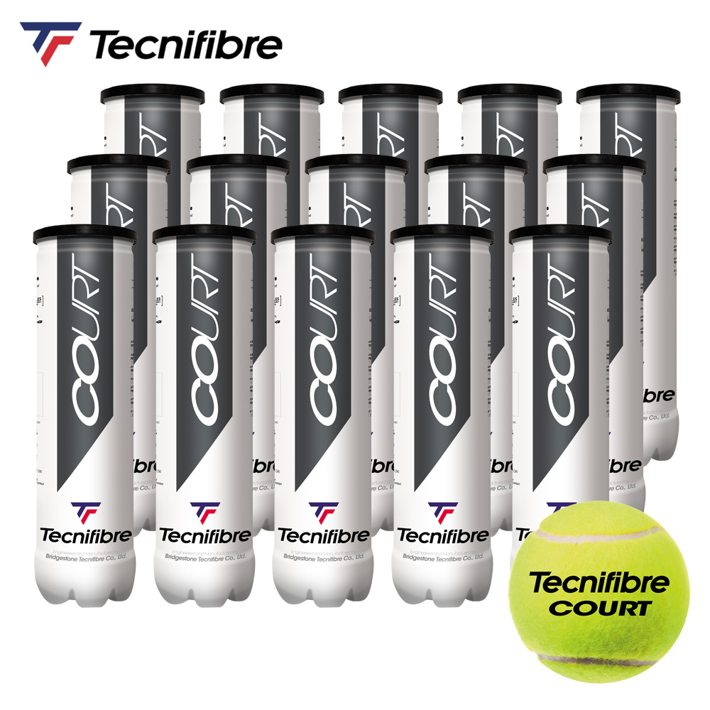 『即日積みだし』テクニファイバー Tecnifibre 庭球どんぶり鉢  COURT（厚地の外套）4個入 1箱（15缶/60球） TBA4CT1