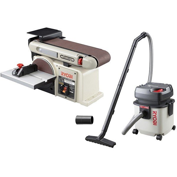 RYOBI (京セラ) ベルトディスクサンダー BDS-1010 + 集塵機 + 集塵アダプター (3点セット)