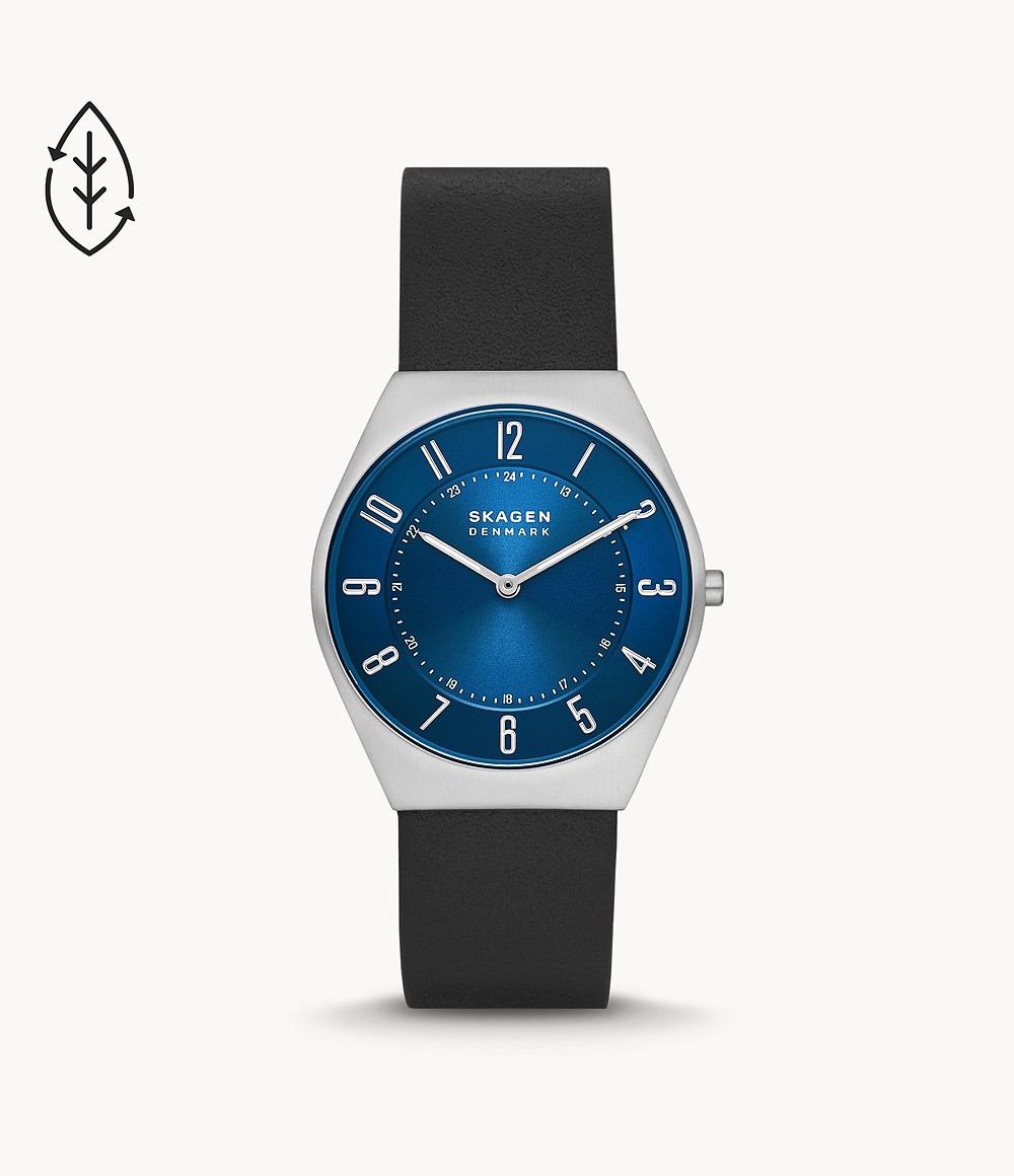 【正規品】スカーゲン　SKAGEN Grenen ウルトラスリム 二針 ミッドナイトレザー　サステナブル素材 37mm SKW6826