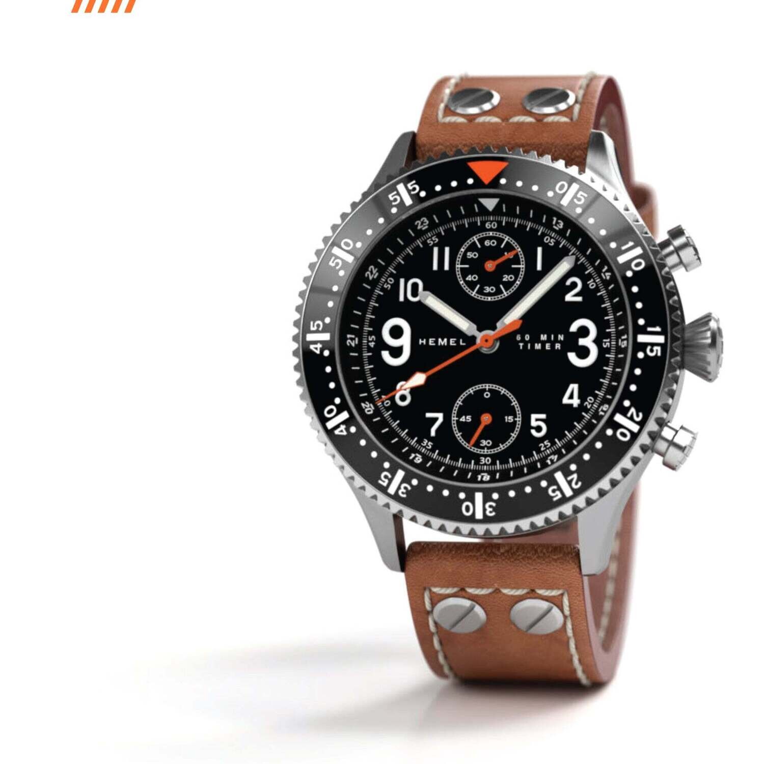 へメル HEMEL HF5/The Brabant クォーツ クロノグラフ ミリタリー レザーストラップ　42MM【正規代理店商品】