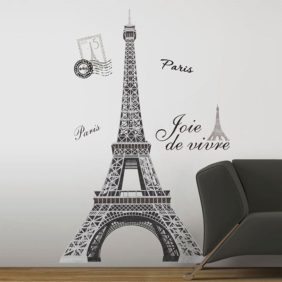 楽天市場 ウォールステッカー エッフェル塔 モノクロ Paris エッフェルタワー ルームメイツ Roommates 半透明 かわいい きれい 北欧 シンプル アルファベット シール のり付き 壁紙シール キッチン リビング Eiffel Tower Giant ケイ ララ 楽天市場店