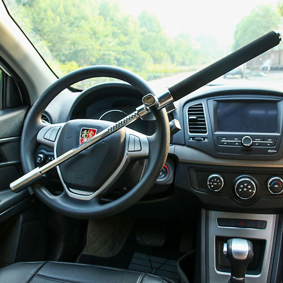 楽天市場 ハンドルロック ステアリングロック 盗難防止 リレーアタック対策グッズ 窃盗対策 車 防犯 ハンドルロックバー 自動車 セキュリティー 緊急脱出用ハンマー 窓割りハンマー ハンドルガード カーセキュリティ スペアキー3本付き ケイ ララ 楽天市場店