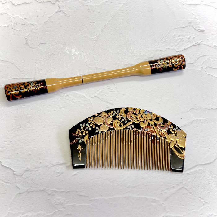 楽天市場】花尽くし櫛文様 螺鈿細工 朱漆塗 櫛 0196櫛 簪 笄 髪飾り