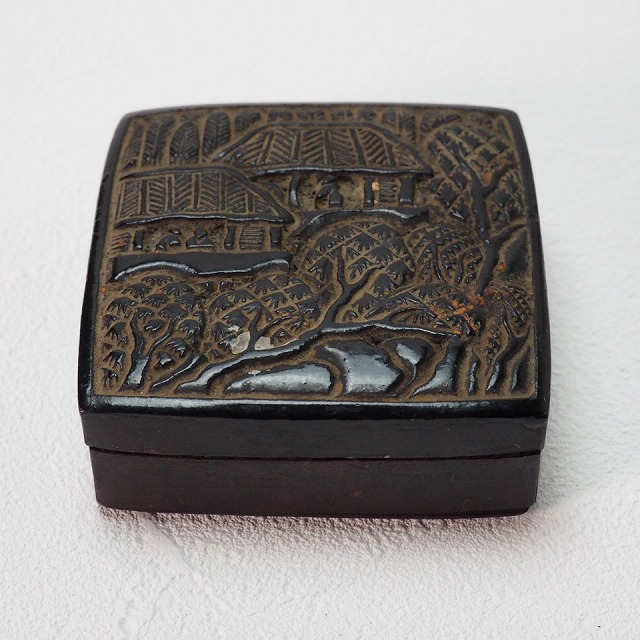 木彫り 漆器 漆塗り 陶器 小物入れ 清時代染付陶片 漆芸 骨董品 古美術品 木彫り 漆器 漆塗り 陶器 小物入れ 清時代染付陶片 漆芸 骨董品