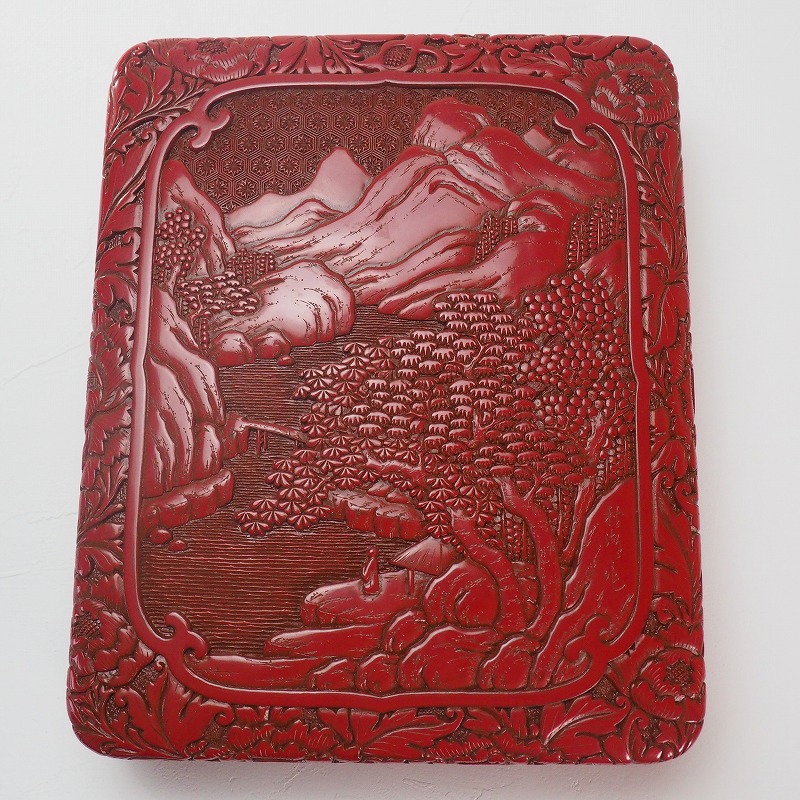 楽天市場】村上木彫堆朱 花鳥文様 盆 0026漆器 天然木 漆伝統的工芸品