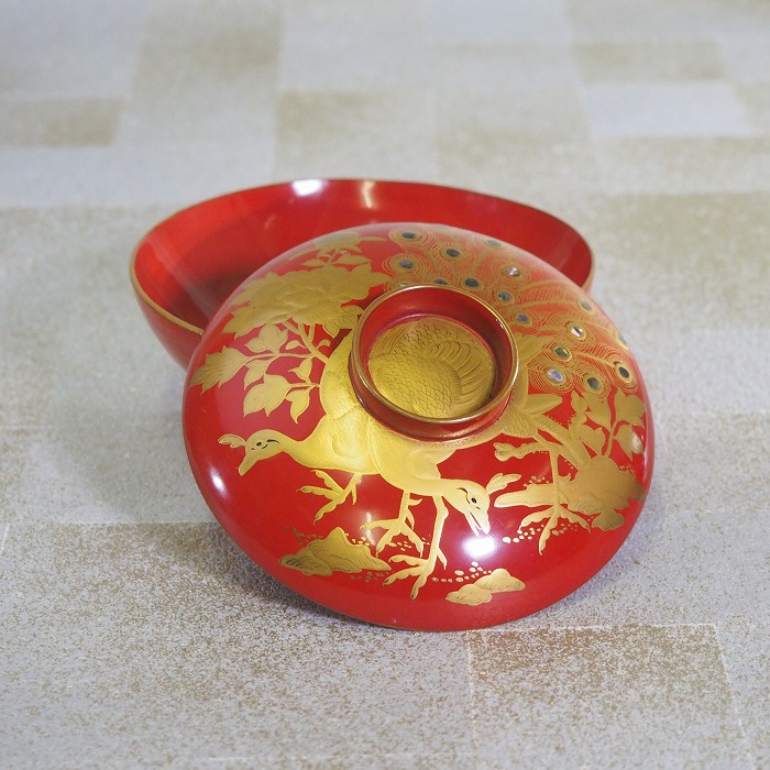 鳳凰文様 汁椀  蒔絵 螺鈿 朱塗 生まれながら木 15客組 0018\u003cBR\u003e塗師細工 漆 会席 お椀 食器 蒔絵\u003cBR\u003e【中古】 古芸術 骨董 アンティーク\u003cBR\u003eJAPAN antique vintage tableware \u003cBR\u003ejapanese lacquerware japanese soup bowl