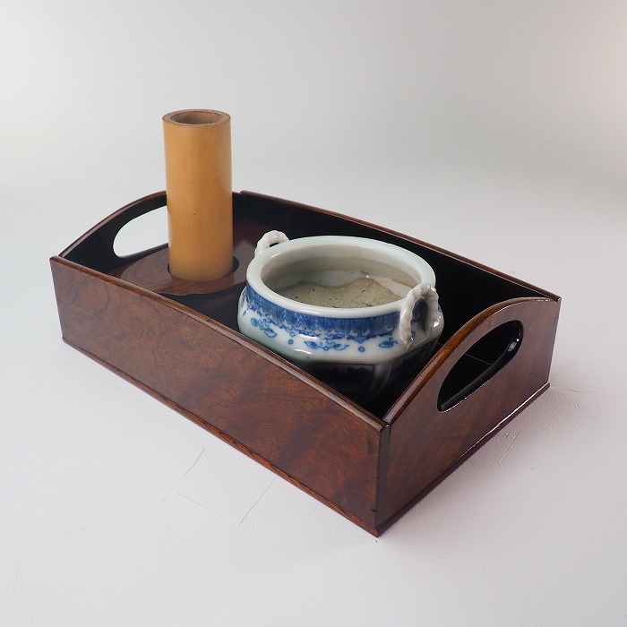 煙草盆 火入れ 灰吹　0163<br>伊万里 染付 印判 欅 竹<br>茶道 煎茶道 香道 茶道具  煙管<br>暮らしの古道具 【中古】<BR><BR>JAPAN japanese antique vintage<BR>japanese antique smoking utensils