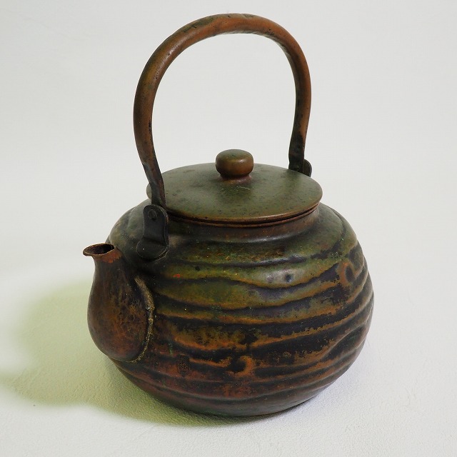 楽天市場】（八月☆特売品）大阪府 角谷莎村作 唐銅龍耳水瓶 茶道具