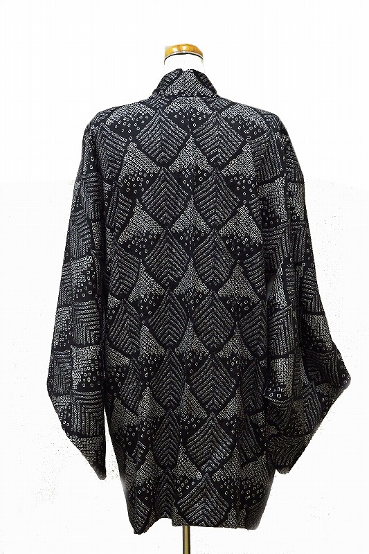 Wave drop pattern haori Jacket 0017\u003cBR\u003e\"Siborisome\"" haori Japanese vintage silk jacket\u003cBR\u003e雫波文様羽織 絞り染 和装 御召しもの 小紋  帯【中古】japanese kimono japanese vintage clothes beauty"