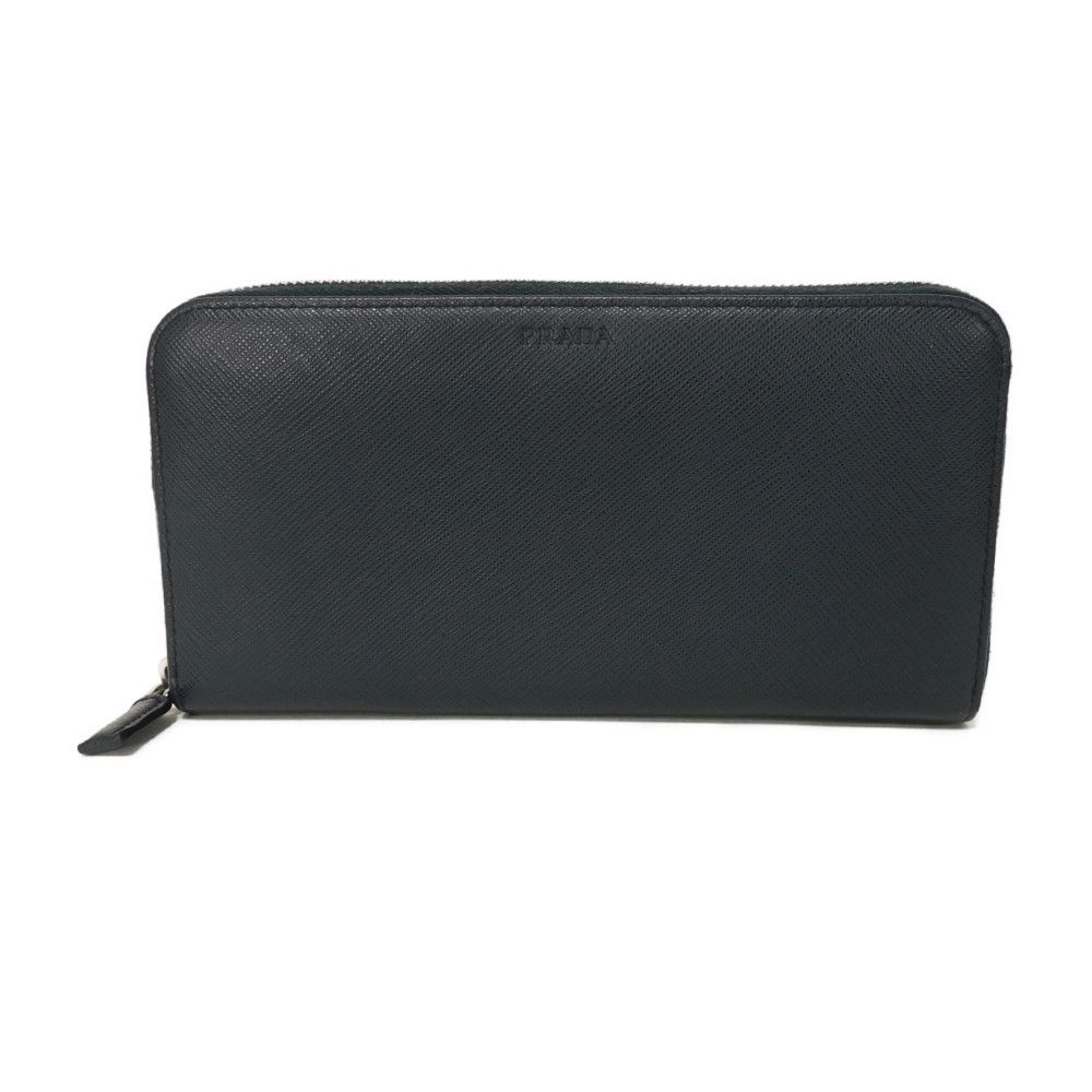 ＰＲＡＤＡ　プラダ　長財布　ラウンドファスナー　三角プレート　ブラック革 PRADA プラダ 長財布 ラウンドファスナー サフィアーノ レザー 三角