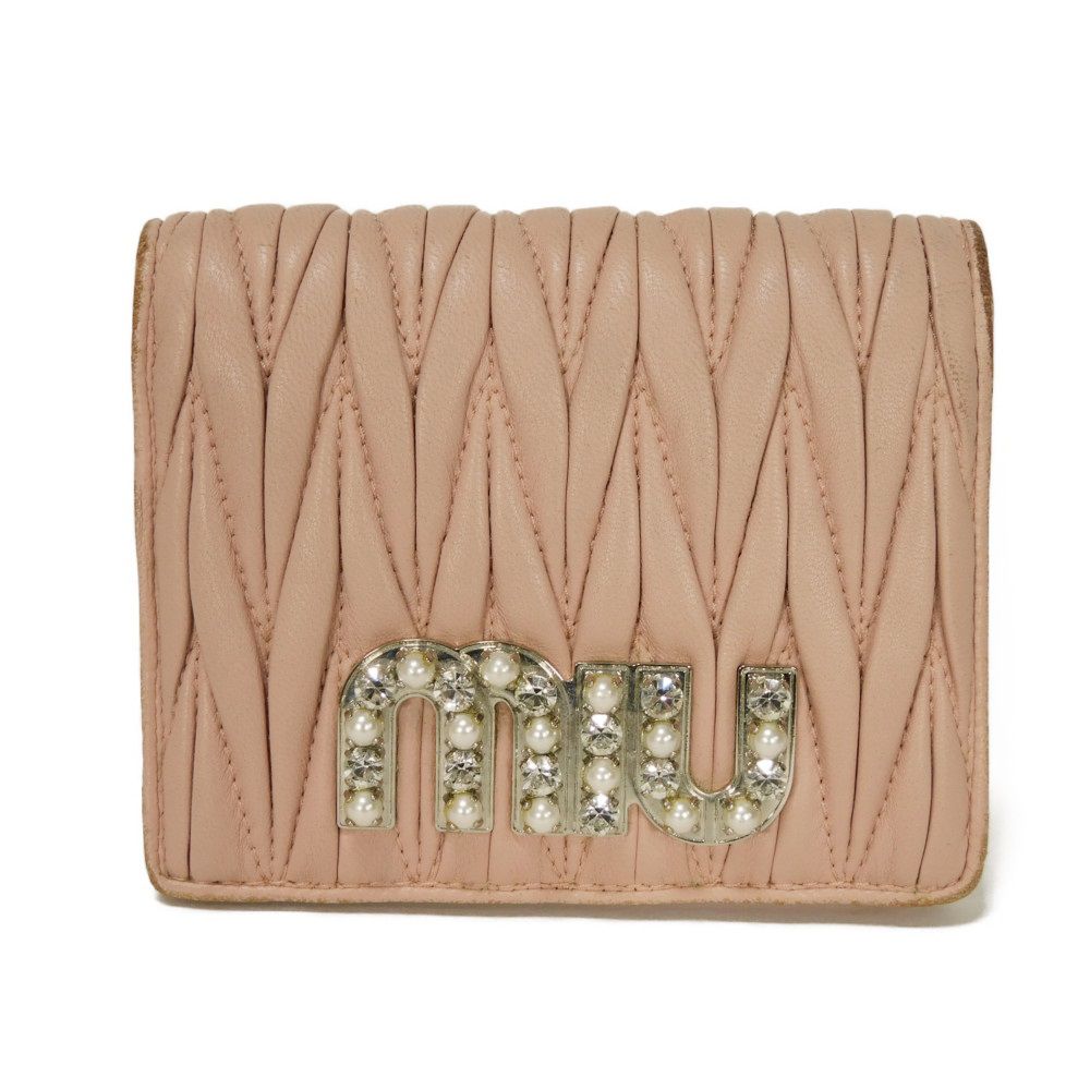 美品✨ミュウミュウ マテラッセ クリスタルストーン ビジュー 二つ折り財布 青 楽天市場】【財布】Miu Miu ミュウ ミュウ マテラッセ 二つ折り