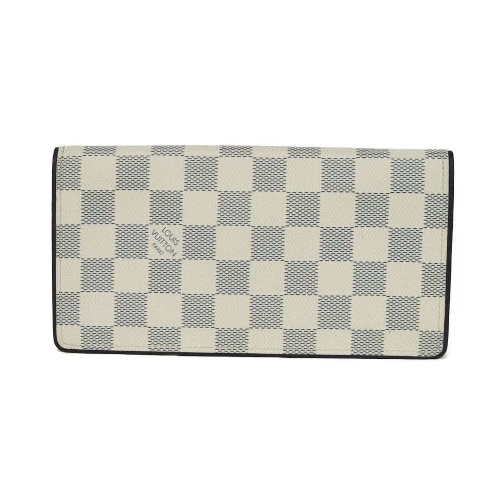 ルイ・ヴィトン LOUIS VUITTON 長財布 ポルトフォイユ ブラザ 新型 ロゴ ホワイト ネイビー 二つ折り ダミエ コースト ブルーマリーヌ N63506 メンズ 長サイフ サイフ お札入れ エレガント 高級 上品 大人 ブランド【中古】