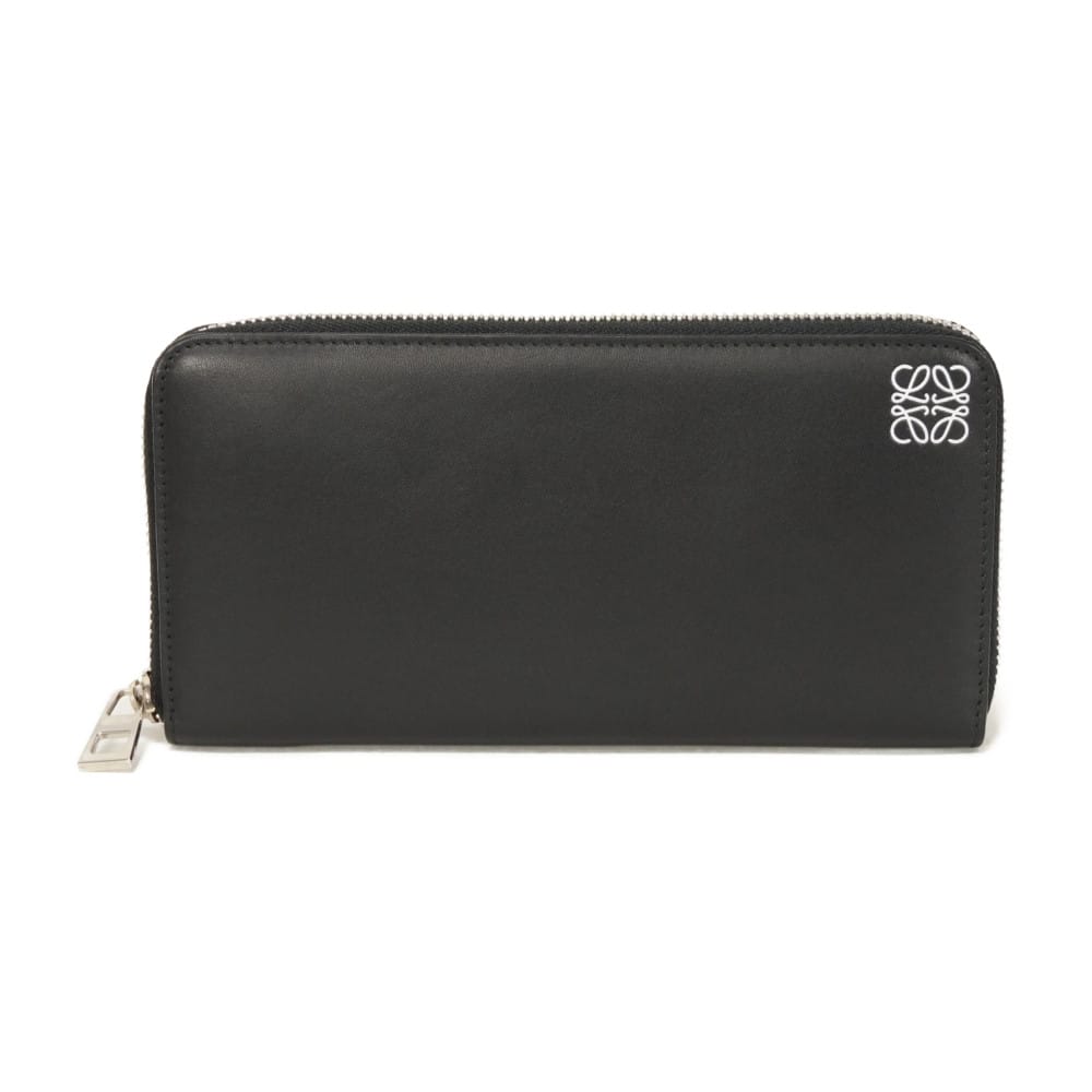 ロエベ LOEWE 長財布 ジップアラウンドウォレット ホワイト スムース カーフ ラウンドファスナー アナグラム エンボス ブラック 109N54.F13 メンズ レディース長サイフ サイフ お札入れ エレガント 高級 上品 大人 ブランド【中古】