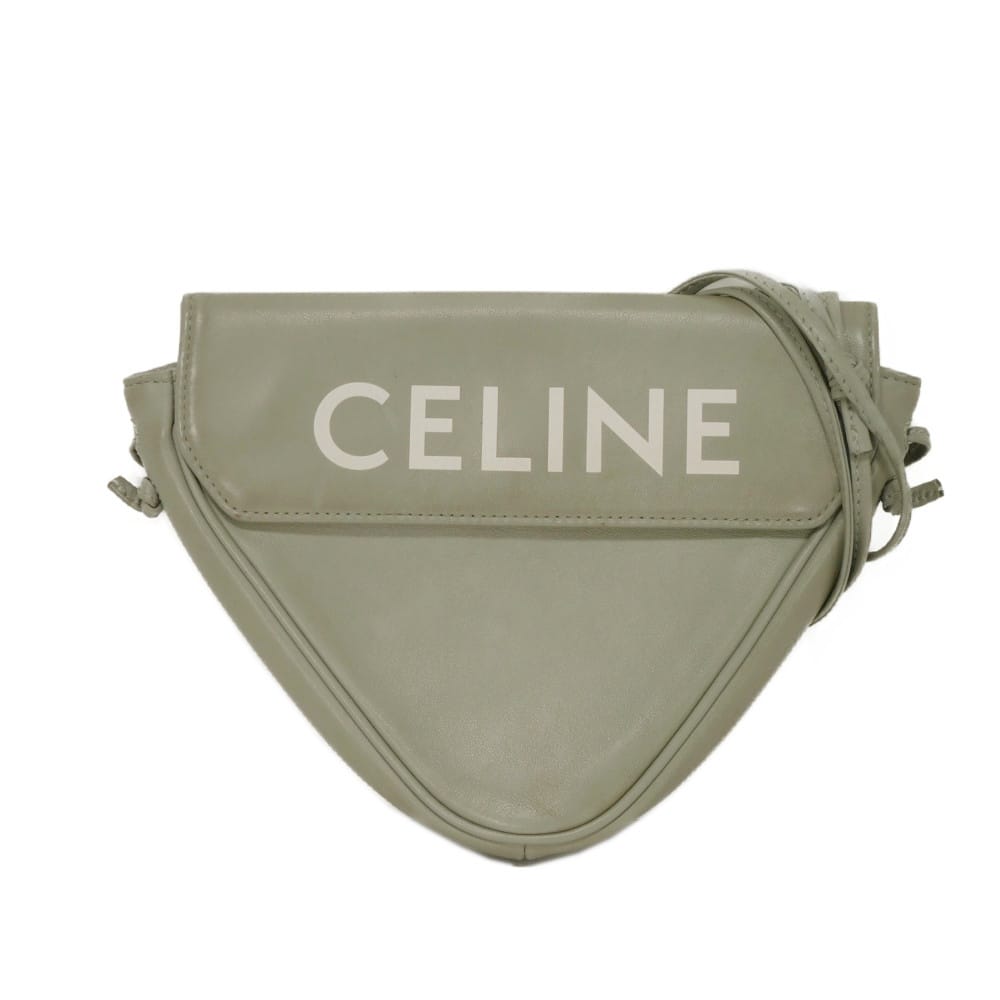 セリーヌ CELINE ショルダーバッグ ロゴ プリント トライアングル バッグ スムース カーフ クロスボディ ポシェット ペールグレー 195903DCS.10PG メンズ レディースバッグ かばん エレガント 高級 上品 大人 ブランド【中古】｜BRANDSHOP　KRONE　店