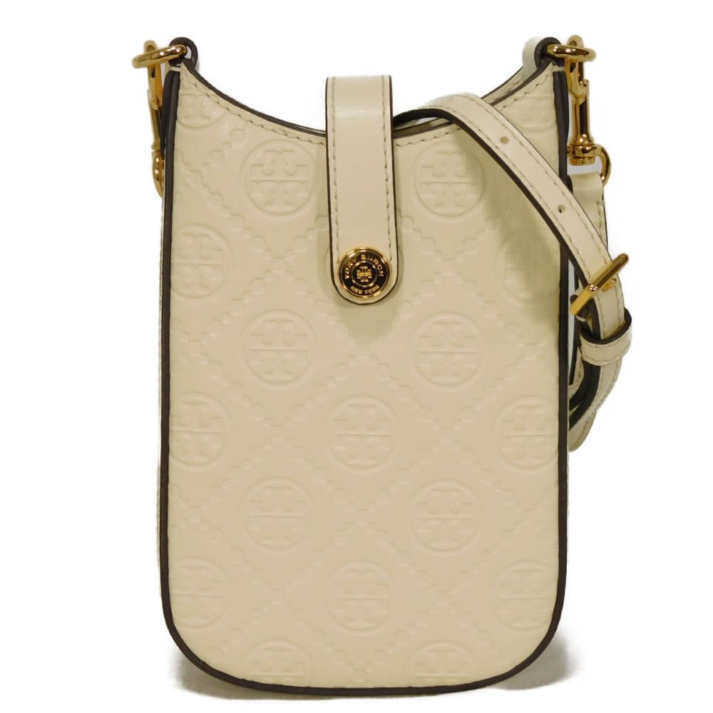トリーバーチ Tory Burch ショルダーバッグ Tモノグラム フォン クロスボディ 総柄 スムース 未使用 ダブルT ロゴ エンボス ライトクリーム 158703 メンズ レディースバッグ かばん エレガント 高級 上品 大人 ブランド【中古】