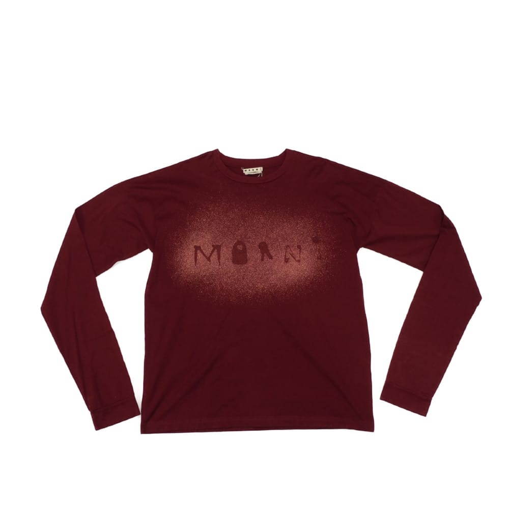 【百貨店SALE客体】マルニ MARNI 長袖Ｔシャツ グラフィック ロゴタイプ 労働者の一団のど首 ロング衣袂 50 えの具 ボルドーワイン 175/92A 吹きつける 瀬戸もの赤いこと HUMU0169P0 メンズ  雅びやか 御前上等 雅びやか 成年者 ブランド名【中古】