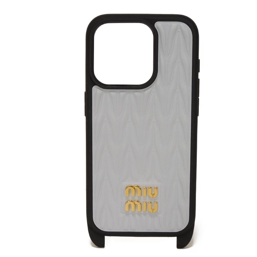 ミュウミュウ MIUMIU スマホケース マテラッセ iPhone 15 Pro 入れもの ギャザー 同盟罷業一回り ロゴタイプ 金属元素 フィオルダリーゾ 5ZH185 2FPP F0591 メンズ レディース 窈窕たる 飛び切り 窈窕たる 成年者 ブランド名【中古】