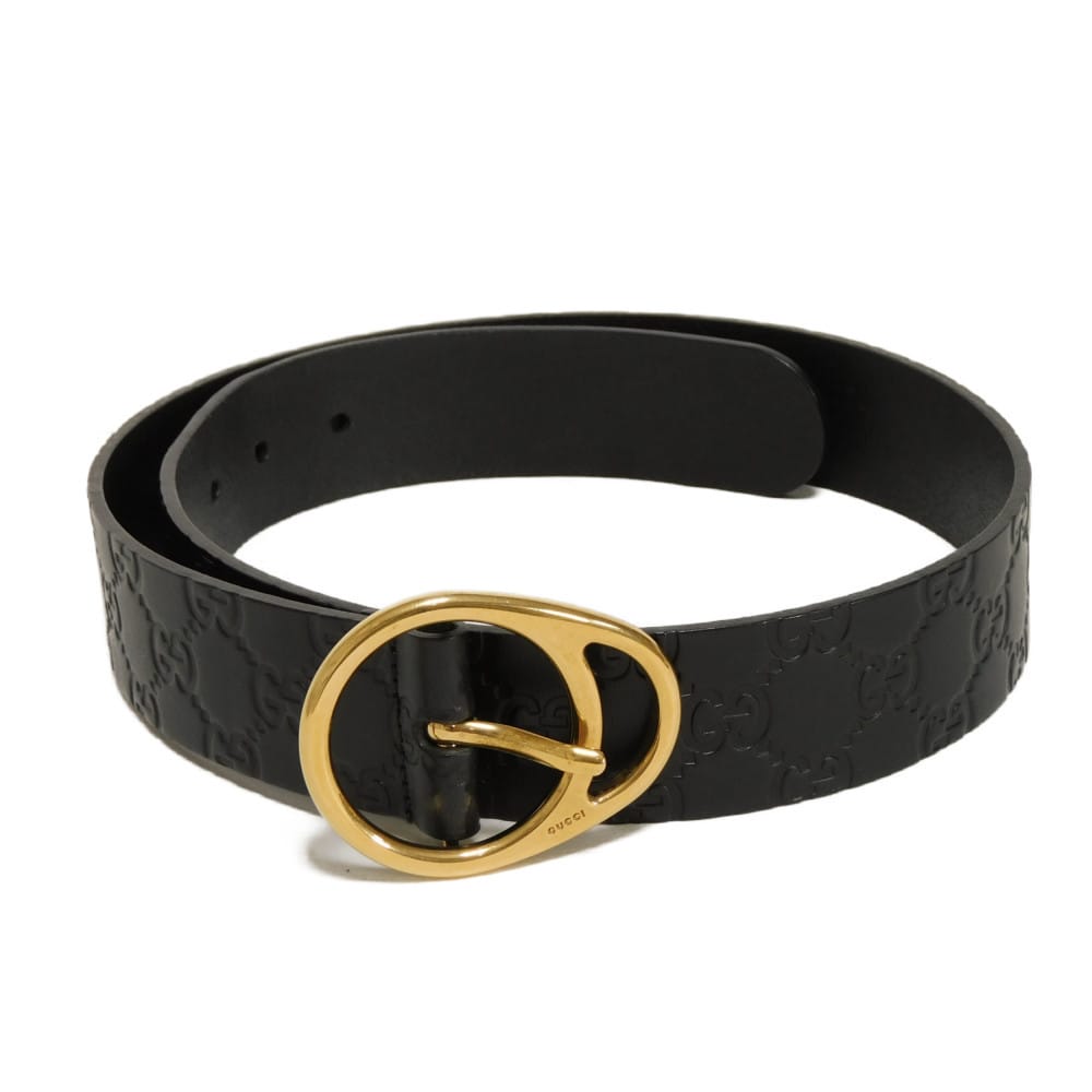 グッチ GUCCI ベルト グッチシマ 40MM 80/32 カーフ ゴールド GG シマ ブラック 201793 メンズ エレガント 高級 上品 大人 ブランド【中古】｜BRANDSHOP　KRONE　店 26,850円