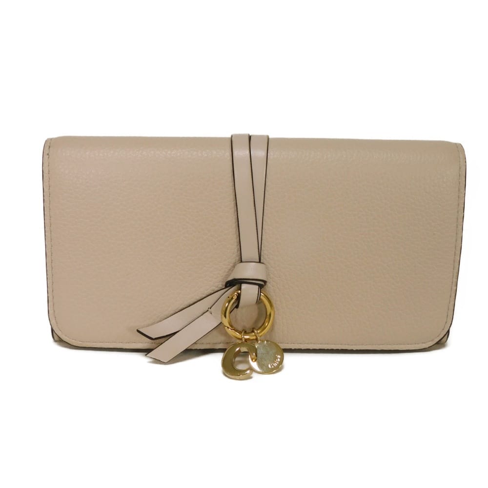 クロエ Chloe 長財布 アルファベット ロング フラップ ウォレット イニシャル ロゴ メダル C チャーム ワイルドグレー CHC21WP942 F57084 084 レディース 長サイフ サイフ お札入れ エレガント 高級 上品 大人 ブランド【中古】｜BRANDSHOP　KRONE　店