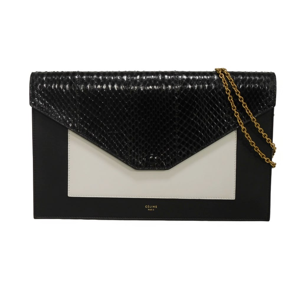 【百貨店SALE客体】セリーヌ CELINE ショルダーバッグ チェーン店 はりつけ台上半身 子ヒツジひと肌 長虫 白いこと 2WAY クラッチペダル御徒面子 旧ロゴタイプ 箔押し 黒いこと 105204 メンズ レディース御徒面子 かばん 雅びやか 御前上等 雅びやか 成年者 ブランド名【中古】