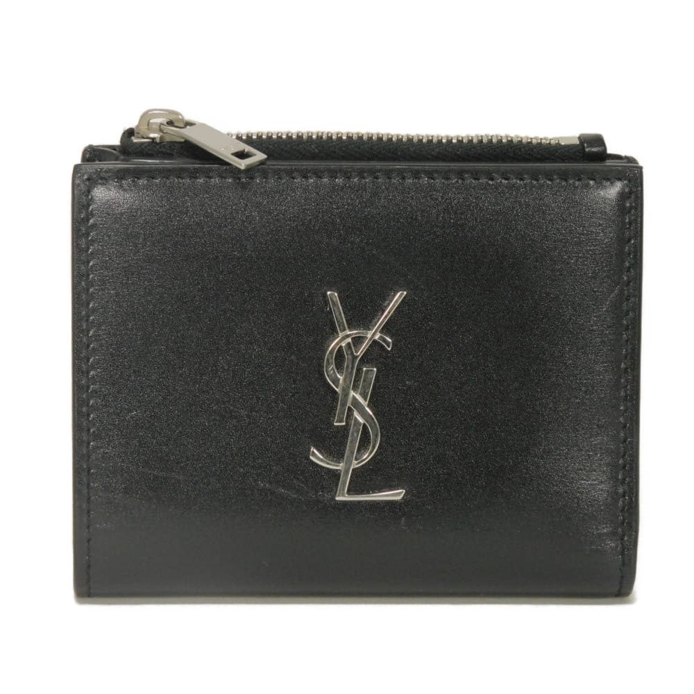 サンローランパリ SAINT LAURENT PARIS 二つ折り紙入れ カサンドラ パウダーコンパクト ウォレット スムース 子ウシ モノグラム YSL 黒いこと 575726 0SX0E 1000 メンズ レディースサイフ お紙入れ 窈窕たる 御膳上等 窈窕たる 成年者 ブランド名【中古】