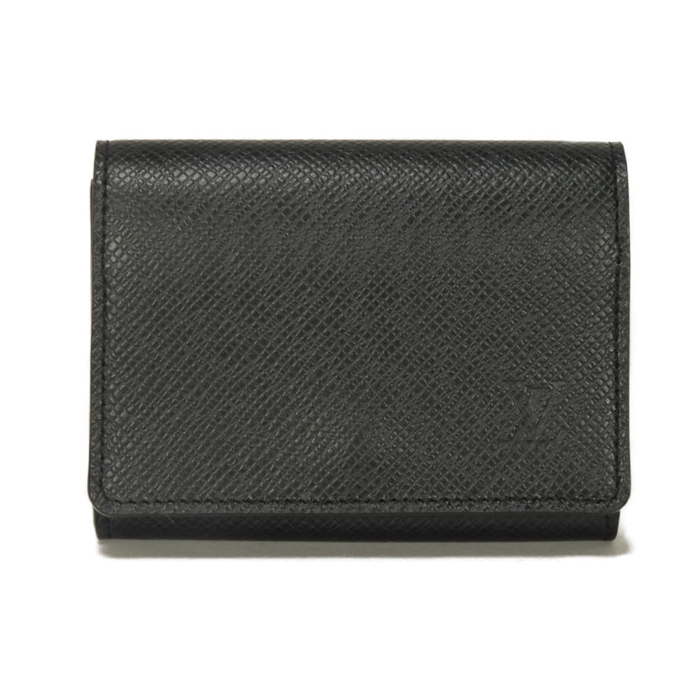 ルイ・ヴィトン LOUIS VUITTON カードケース アンヴェロップ カルト ドゥ ヴィジット NM LVロゴ エンボス ブラック パスケース タイガ ノワール M64595 メンズ  エレガント 高級 上品 大人 ブランド【中古】