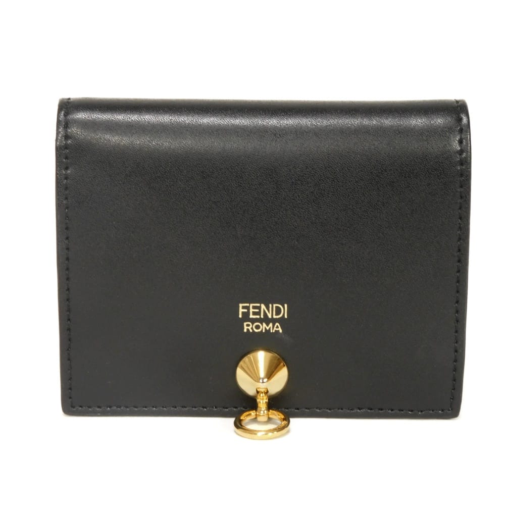 フェンディ FENDI 二つ折り札入れ バイ ザ 通い路 スモール ウォレット スタッズ ゴールド コインケース ロゴタイプ 黒いこと 8M0387 SME F0KUR メンズ レディースサイフ お紙入れ 雅びやか 御前上等 雅びやか 成年者 ブランド名【中古】