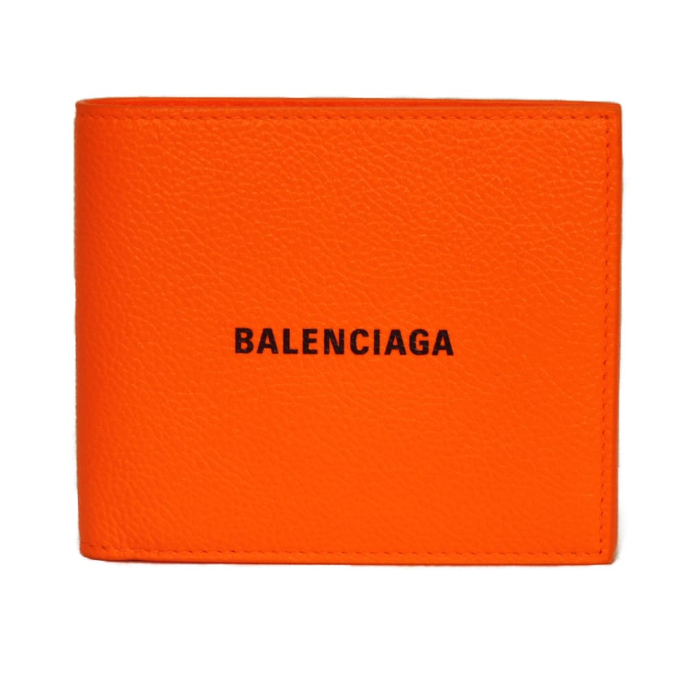 バレンシアガ BALENCIAGA 二つ折り金入れ 現ナマ 真四角 フォールド ウォレット 螢光 金入れ 新ロゴタイプ ネオンオレンジ色 594549 2UQ13 7560 メンズ サイフ お金入れ 雅びやか 御前上等 雅びやか 成年者 ブランド名【中古】